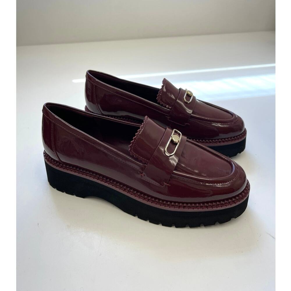 NWOB Kate Spade New York Hallie Patent Leather Lug Chunky Platform Loafer 7.5B